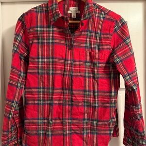 L.L. Bean Women's Vibrant Red Plaid Button Down Shirt